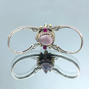 Zwei in einem One Ring, Osmanischer Stil Drop Cut Rosa Quarz und Blau Türkis 2-Band Frauenring, außergewöhnlicher Geschenk Ring