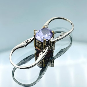Extraordinary Women Ring, Two in a One Ring, Reversible Ring, Oval Cut Purple Amethyst and Red Garnet 2 Band Woman Ring, Gift For Her