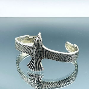 Handmade Sterling Silver Eagle Cuff Bracelet: Adjustable Wildlife Jewelry