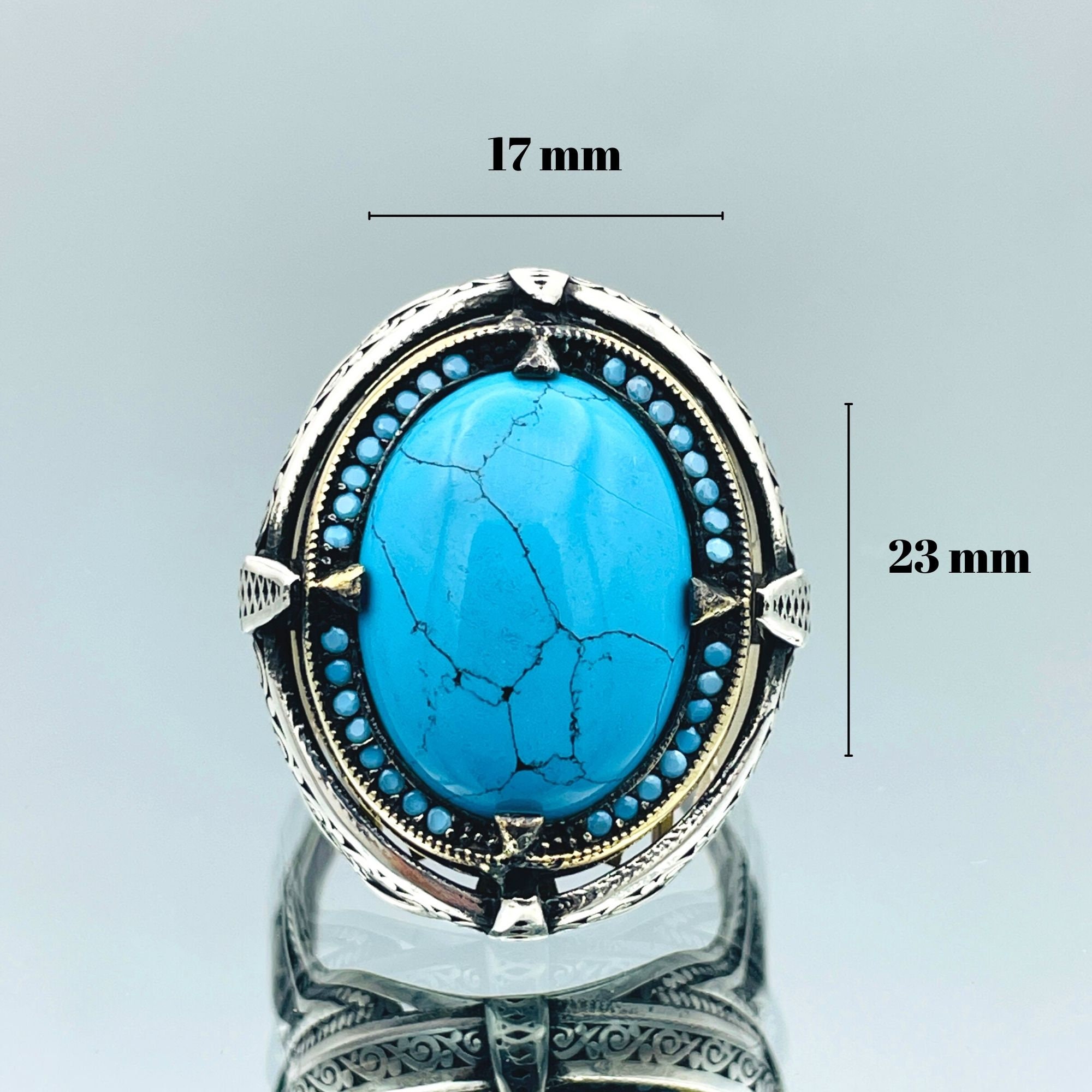 Anello da uomo con pietra turchese: gioiello in argento sterling 925 con pietre preziose - Italia Anello da uomo con pietra turchese: gioiello in argento sterling 925 con pietre preziose - Italia