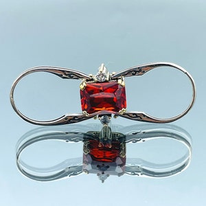 Quadratisches Modell Zwei in einem Steinring Frauen, Roter Rubin - Weißer Zirkon Stein Wendering, Außergewöhnlicher Ring, authentischer Ring, Geschenk für sie