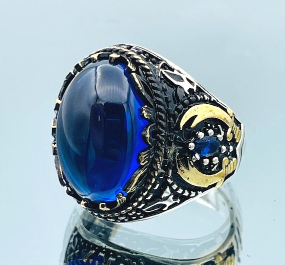 Men's Zulfiqar Sword Ring - Solid 925 Sterling Silver With Green Agate Stone, Handmade In Turkey - View #10