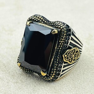 Black Onyx Stone Mens Ring, Handmade Silver Ring, Mens 925 Sterling Silver Ring, Statement Ring, Ottoman Style Silver Ring, Unique Ring,