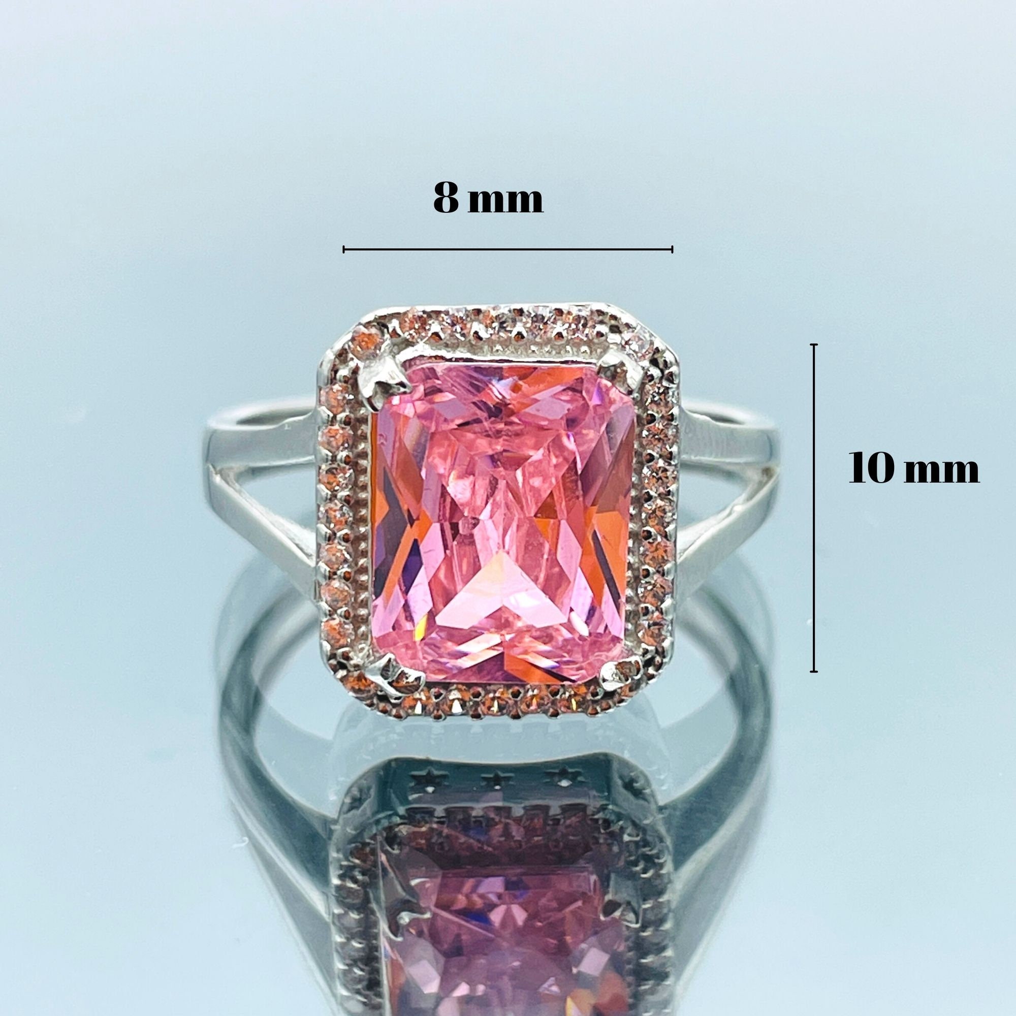 Handmade Sterling Silver Ring: Pink Quartz Square Stone - Etsy