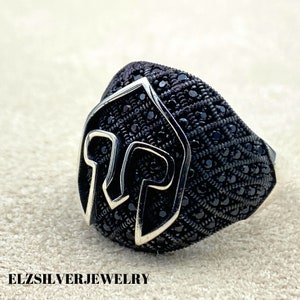 Men&#39;s Helmet Handmade Silver Ring, Warrior Ring, Biker Ring, Spartan Helmet Ring, 925 Sterling Silver Ring, Gift Jewelry Silver Ring,