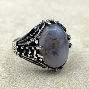 Yemeni Aqeeq Stone Ring: Handmade 925 Sterling Silver Ottoman Ring image 2