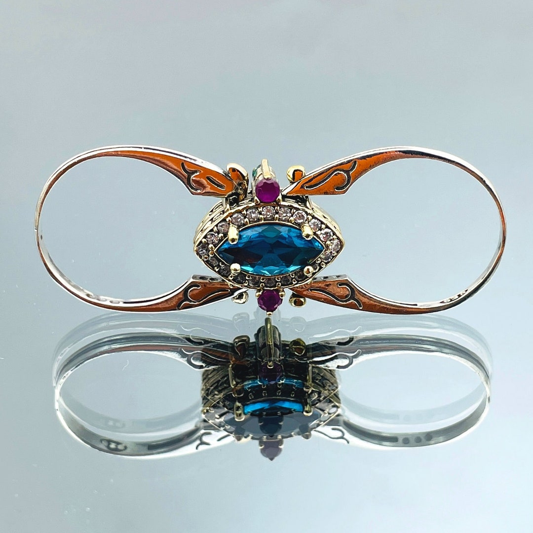 Reversible Sterling Silver Ring: Ottoman Style Sapphire Ruby Band - Etsy