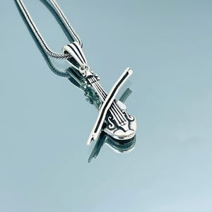 Geige Design Halskette, Musikalische Geige Design Anhänger, 925 Sterling Silber, Handgemachter Design Anhänger, Geschenk Ihn, Geschenk Sie, Geschenk Silber Schmuck