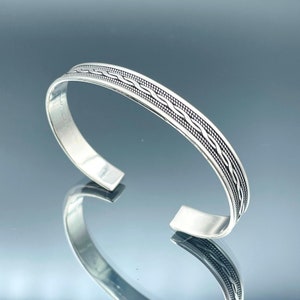 Silber Herren Manschette Armband, verstellbares Silber Armband, gesticktes Armband, 925 k Sterling Armband, handgemachtes Armband, Geschenk für Armband