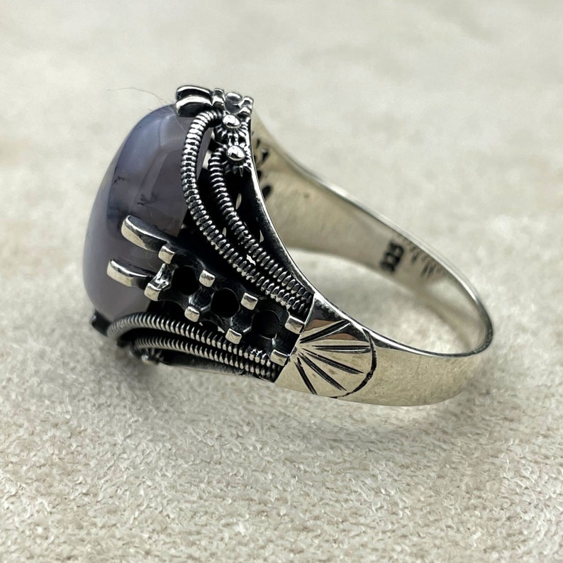 Yemeni Aqeeq Stone Ring: Handmade 925 Sterling Silver Ottoman Ring image 5