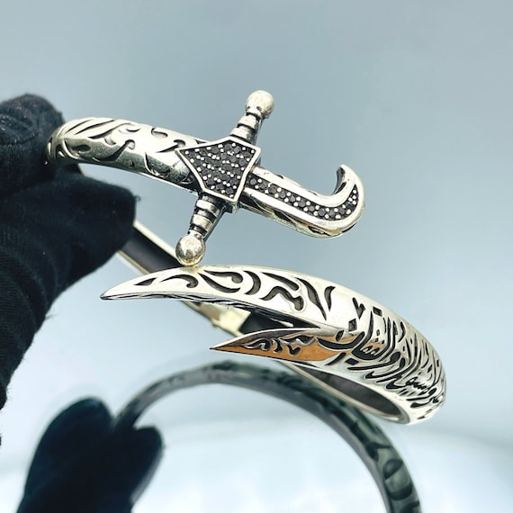 Men's Zulfiqar Sword Bracelet: Handmade 925 Sterling Silver