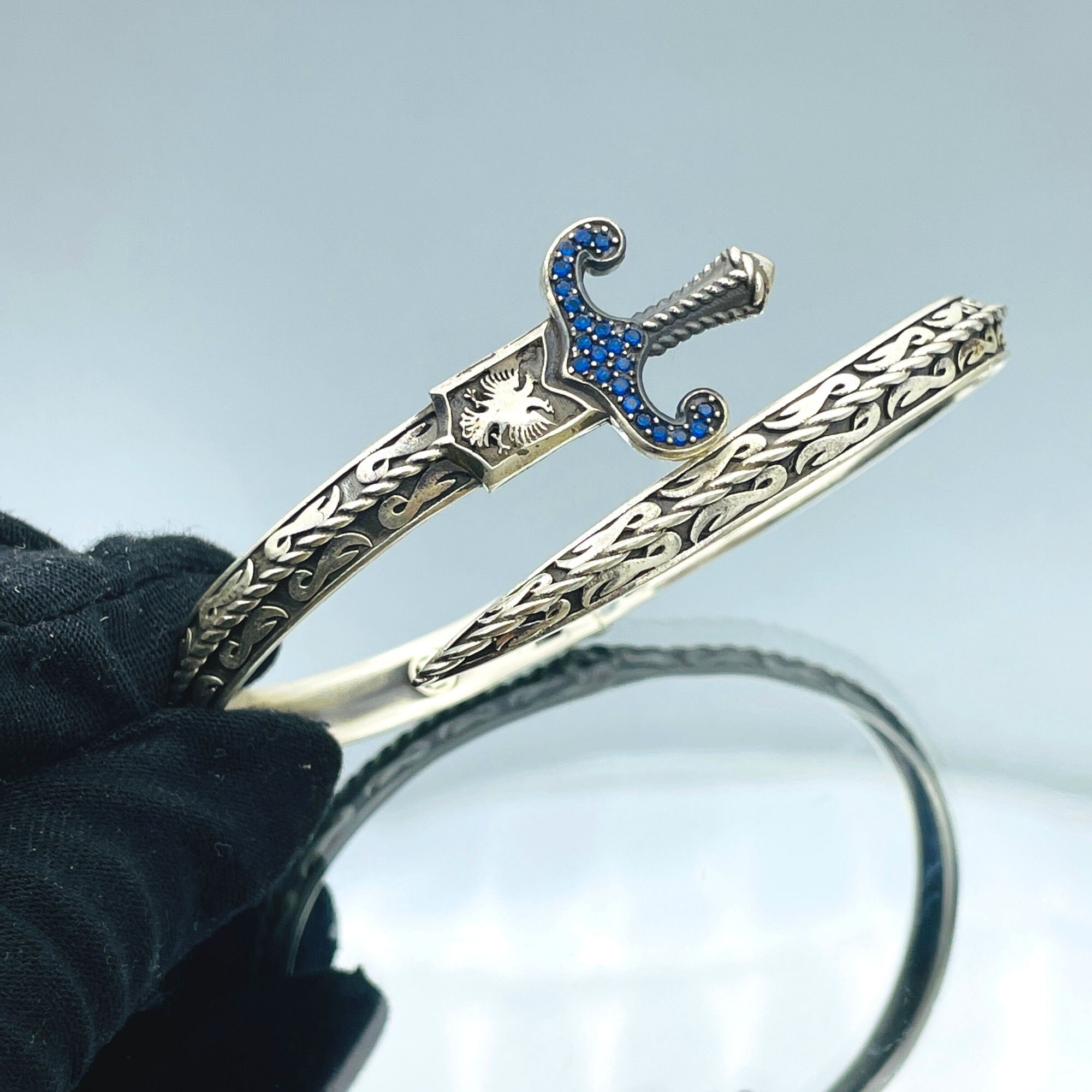 Zulfiqar Religious Silver Bracelet, Sword Cuff Bracelet