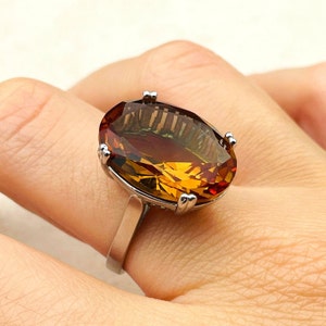 Women's Colormix Alexandrite Stone Ring, Turkish Handmade Ladies Ring, Authentic Ring, Ladies Jewelry, 925k Sterling Silver, Gift For Her