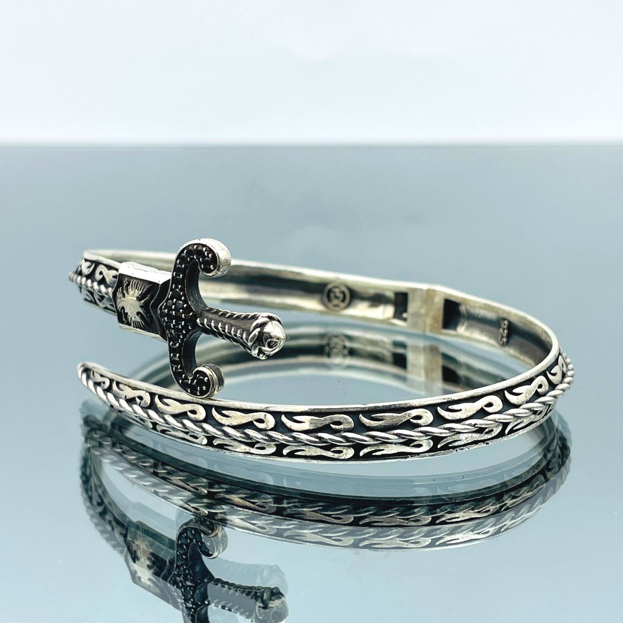 Handmade 925 Sterling Silver Sword Bracelet: Zulfiqar Style Cuff