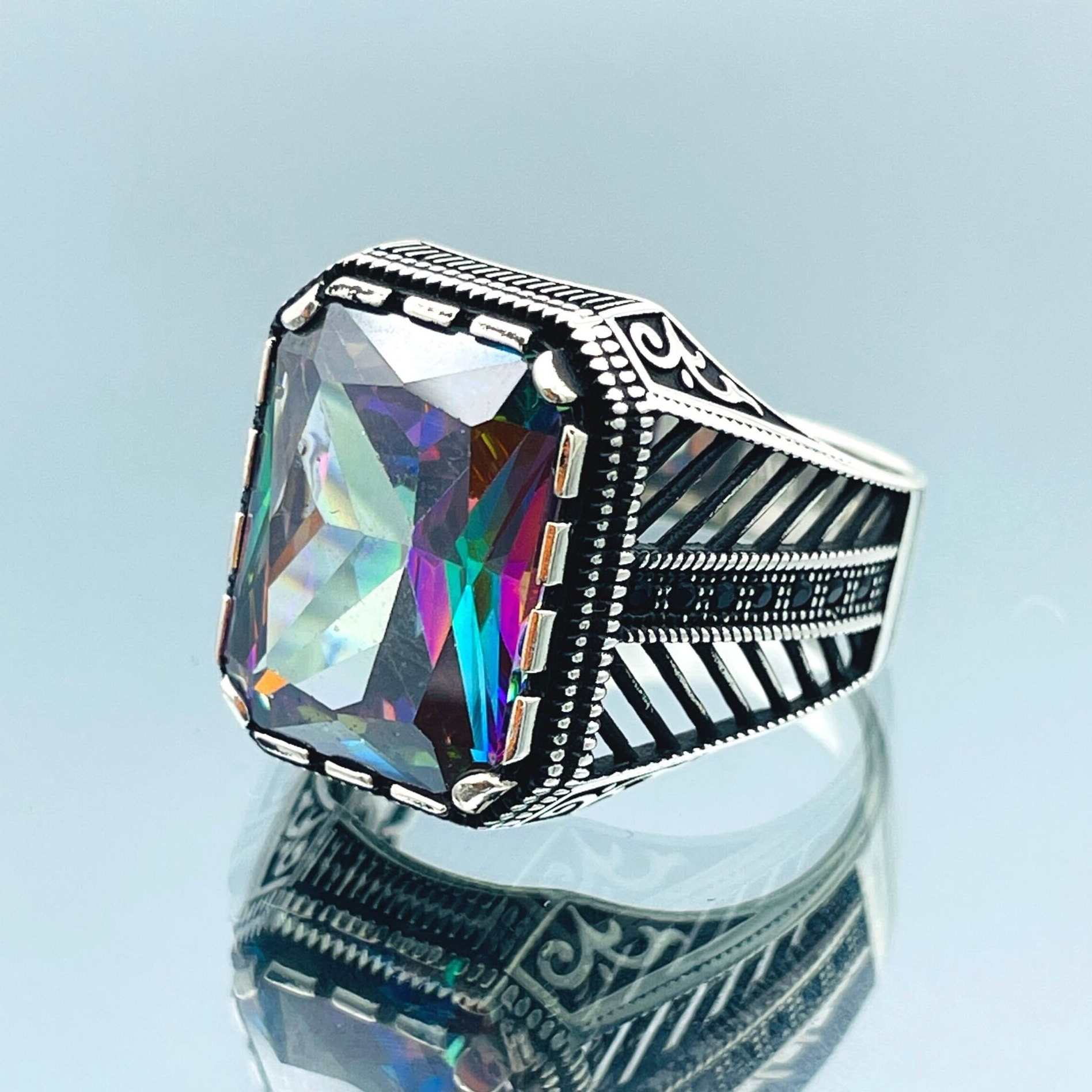 ミスティックトパーズストーンリング：トルコ製ハンドメイド925