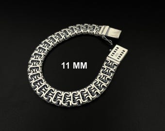 Motorcycle Silver Bracelet, Viking-inspired Sterling Silver Franco