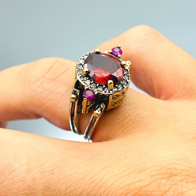 Reversible Sterling Silver Ring: Ottoman Amethyst & Ruby Band - Etsy