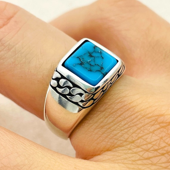 Anello Fatto A Mano Con Pietra Preziosa Turchese - Gioielli - Foto 10