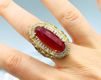 Bague en argent sterling 925 avec rubis : style ottoman fait main