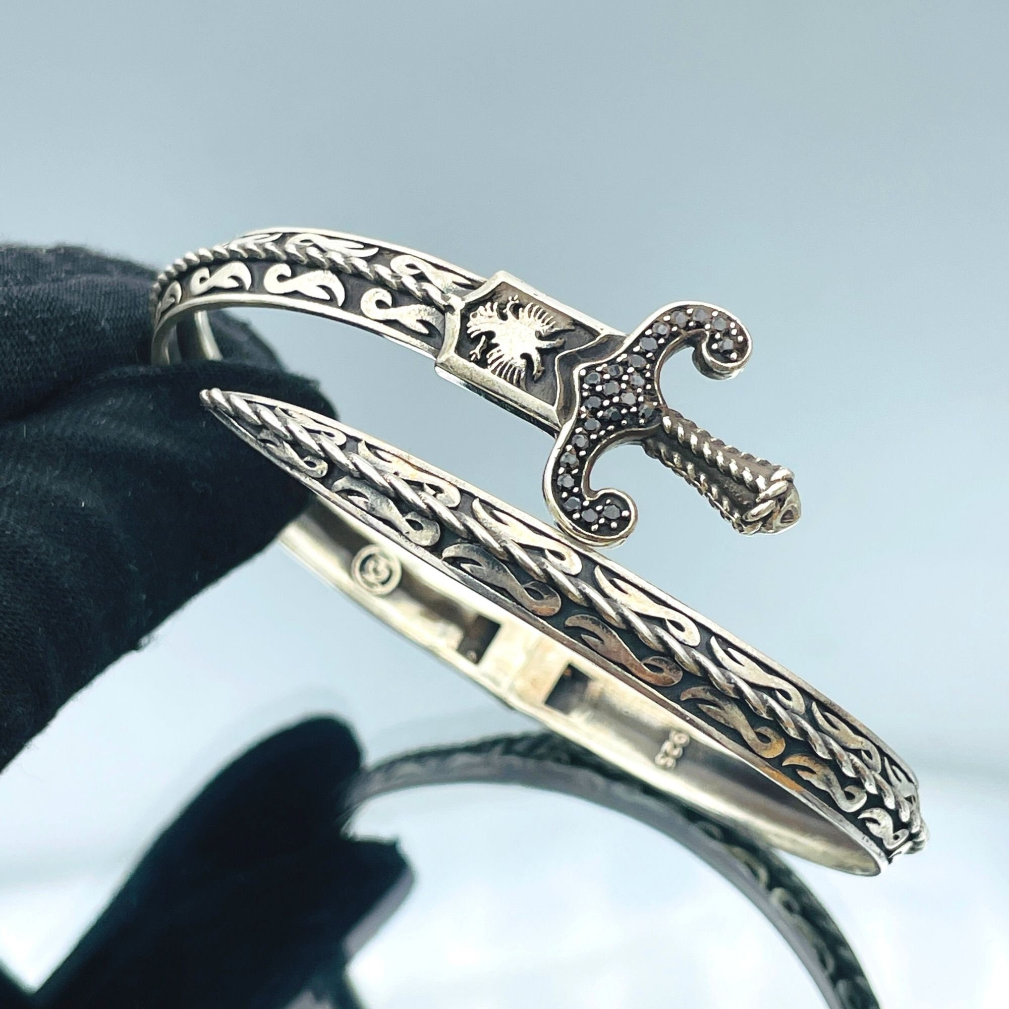 Handmade 925 Sterling Silver Sword Bracelet: Zulfiqar Style Cuff