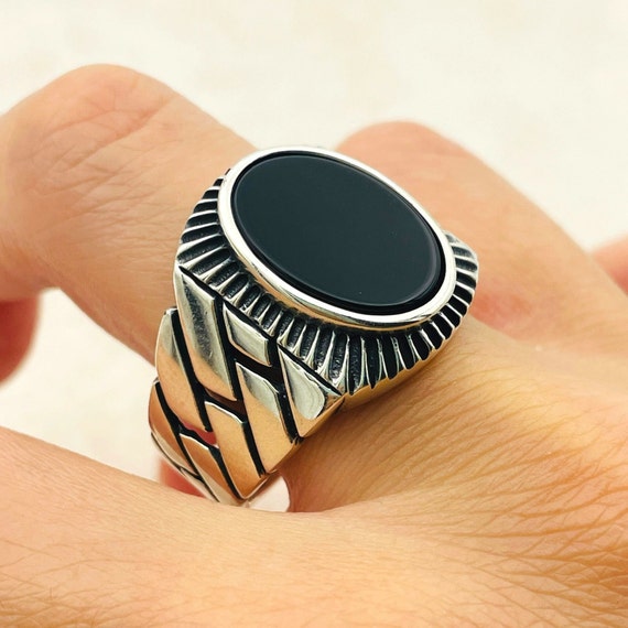 Onyx Stone Mens Ring: Turkish Handmade 925 Sterling Silver - Etsy