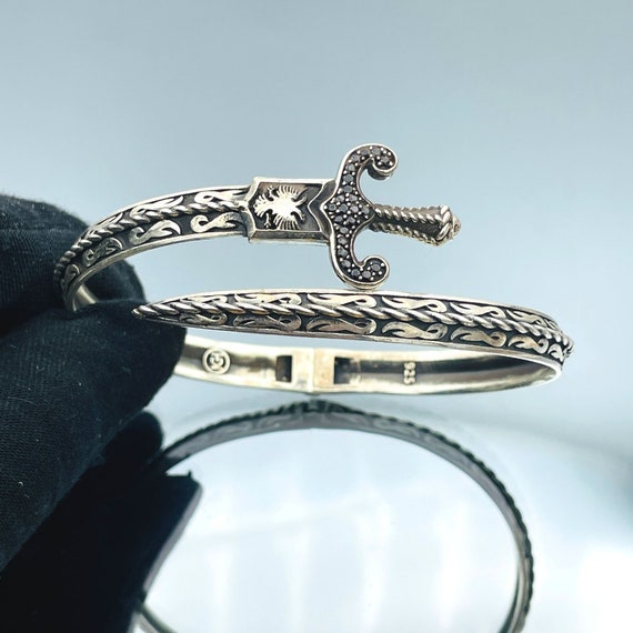 Handmade 925 Sterling Silver Sword Bracelet: Zulfiqar Style Cuff