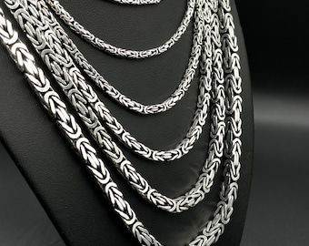 Byzantine King Chain, Square King Chain, Europe Bali Chain, Men Silver Gift Chain,925 Sterling Silver Chain, Gift For Him,Gift For Birthday