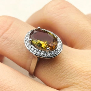 Alexandrite Oval Stone Silver Ring Women, Ladies Handmade Ring, Unique Silver Ring, Turkish Handmade Ring, 925 Sterling Silver, Gift For Her