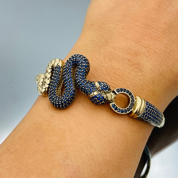 Bracciale Con Zaffiro Blu: Pietra Preziosa In Argento Sterling 925 Taglio Rotondo - Italia - Foto 6