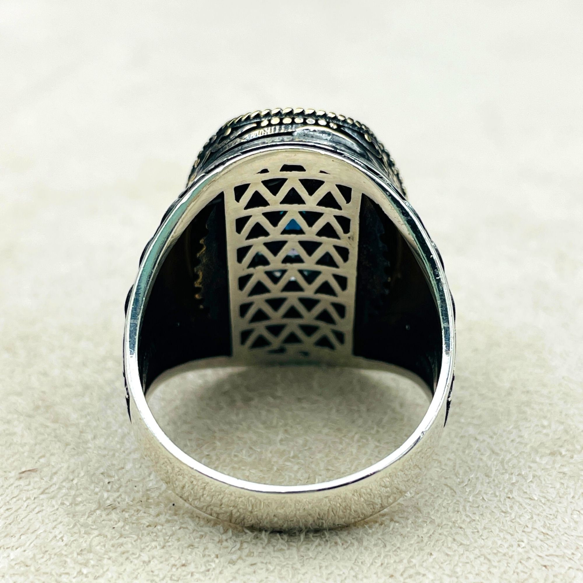 メンズ ミスティックトパーズ 925 シルバーリング - ハンドメイド
