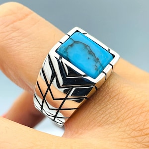 Turquoise Ring Mens, Blue Stone Ring, Handmade Silver Ring, Elegant Silver Ring, 925 Sterling Silver, Mens Jewelry, Turquoise Gift Jewelry