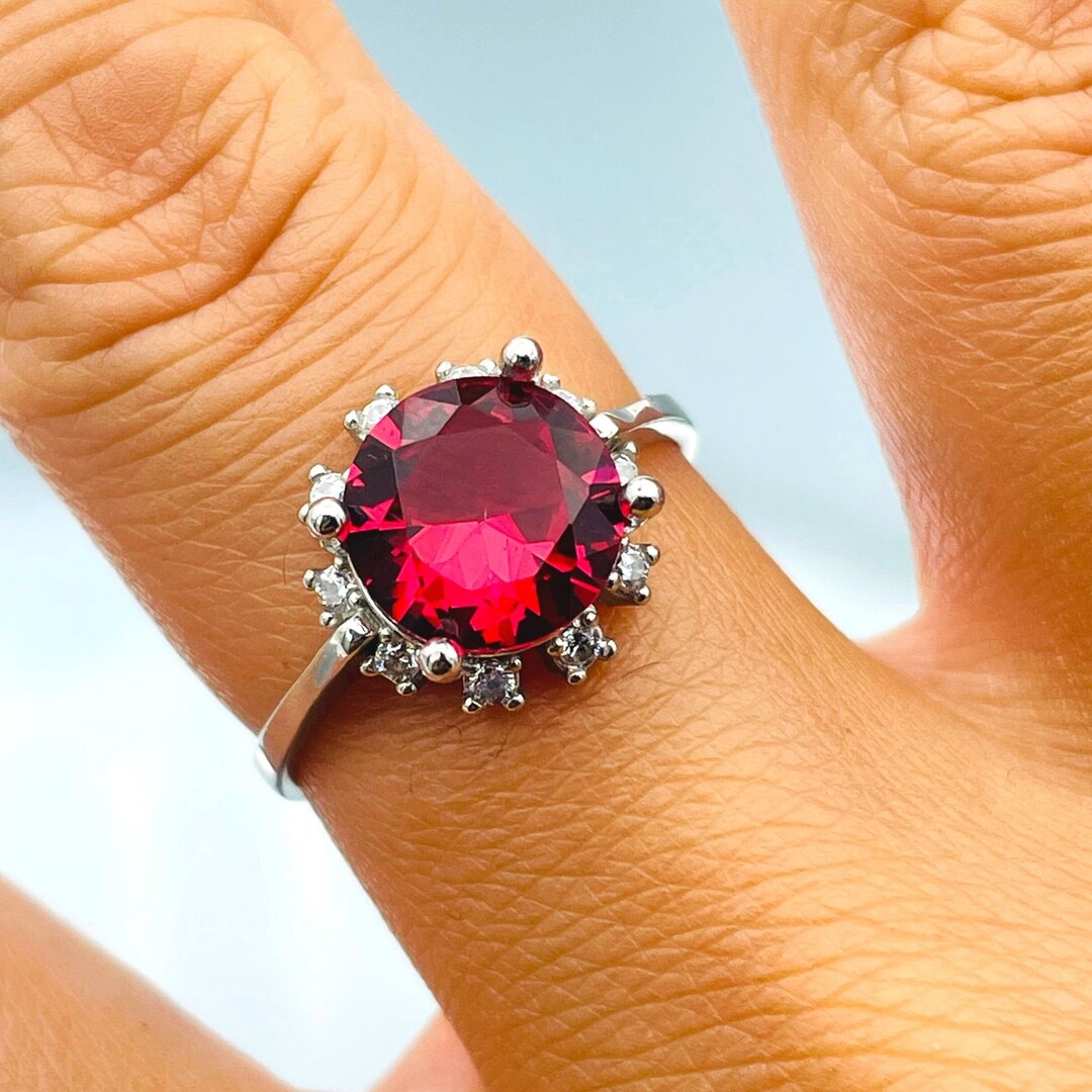 Handmade Sterling Silver Ring: Oval Fuchsia Ruby, Minimalist Design - Etsy