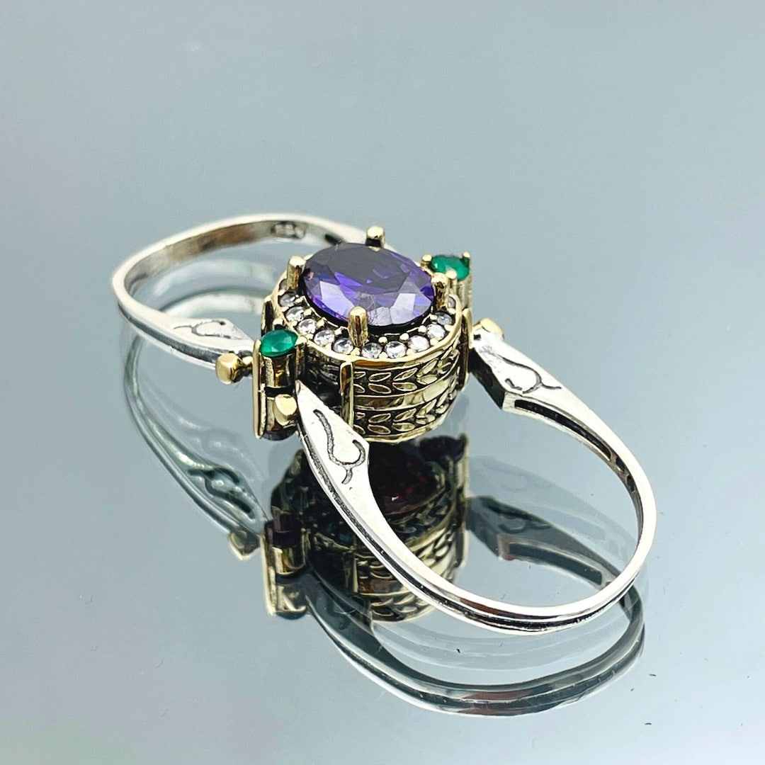 Reversible Sterling Silver Ring: Ottoman Amethyst & Ruby Band - Etsy