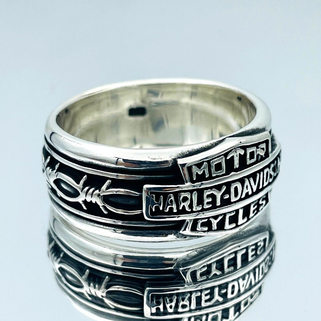 Harley Davidson Ring925k Sterling Silvermotorcycle Etsy