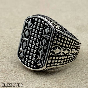 Mens Ring Handmade Engraved Ring, Antique Man Ring, Mens Ring, Mens Gift Unique Silver Mens Ring, Silver Man Handmade Ring Silver, Gift Ring