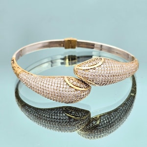 Women Cuff Bracelet, Animal Women Snake Model Bracelet, 925 Sterling Silver, White Zircon Bracelet, Gift Her, Gift Mom, Gift Wife Jewelry