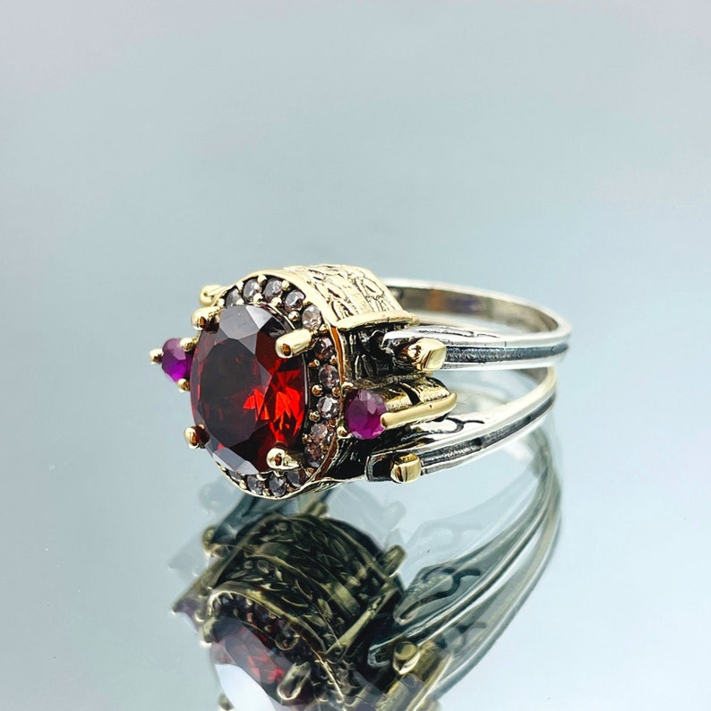 Reversible Sterling Silver Ring: Ottoman Amethyst & Ruby Band - Etsy