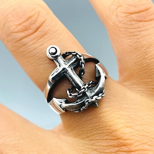 Anchor Ring Mens, Mens Handmade Silver Ring, 925 Sterling Silver Ring, Sailor Ring, Mens Silver Jewelry, For Men Silver Ring, Gift For Him