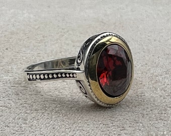 Handmade Ruby Ring: 925k Sterling Silver Ottoman Style