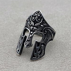 Men&#39;s Helmet Handmade Silver Ring, Warrior Ring, Biker Ring, Spartan Helmet Ring, 925 Sterling Silver Ring, Gift Jewelry Silver Ring,
