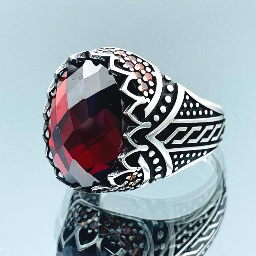 Men Oval Zircon Stone Ring, Handmade Red Stone Silver Ring, Turkish 925 Sterling Silver Ring, Gift for Men Jewelry, Minimalist Casual Style - Etsy Men Oval Zircon Stone Ring, Handmade Red Stone Silver Ring, Turkish 925 Sterling Silver Ring, Gift for Men Jewelry, Minimalist Casual Style - Etsy