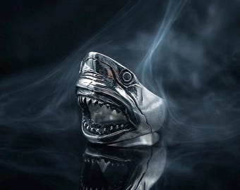 Sterling Silver Shark Ring: Handmade Ocean Animal Jewelry