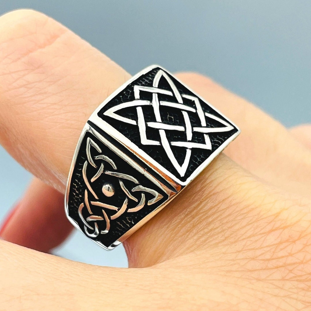 Mens Handmade Silver Ring, Pattern Detailed Ring, Turkish Handmade ...
