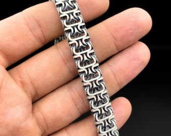 Motorcycle Silver Bracelet, Viking-inspired Sterling Silver Franco