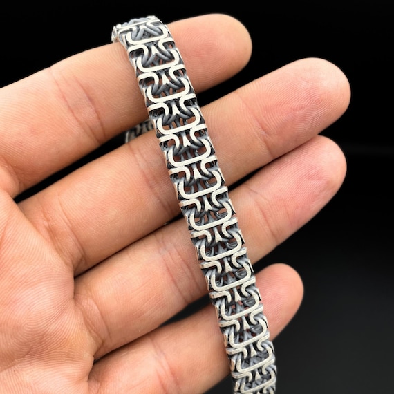 Motorcycle Silver Bracelet, Viking-inspired Sterling Silver Franco