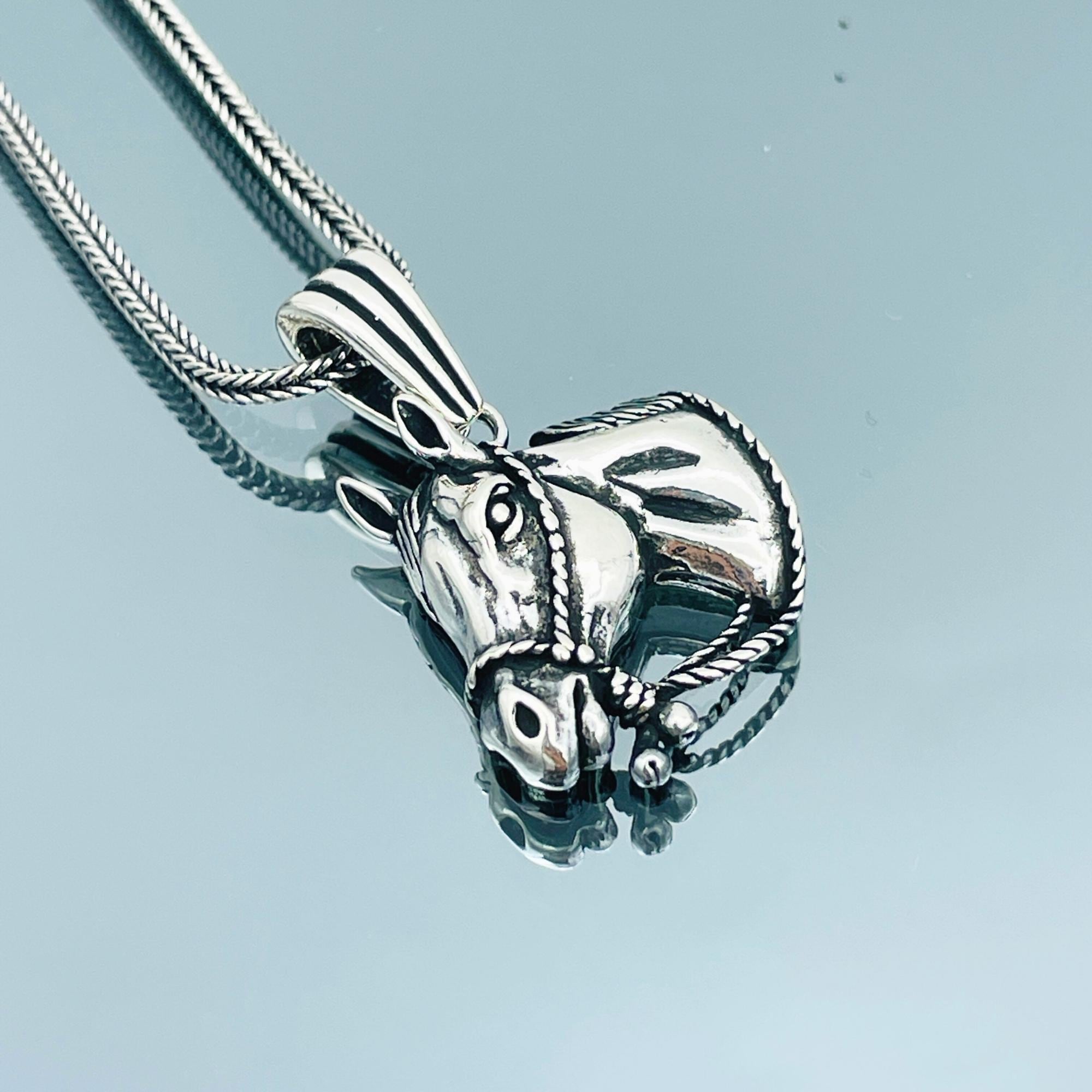 Horse Silver Necklace, Horse Head Pendant, Gift Him, 925 Sterling Silver, Gift Her, Gift Birthday, Gift Anniversay, Gift Husband Necklace