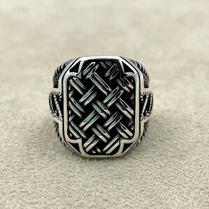 Mens Handmade Silver Ring, Pattern Detailed Ring, Turkish Handmade ...