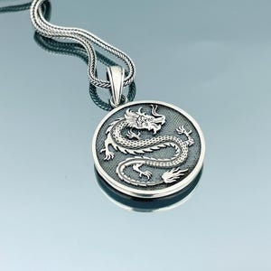 Dragon Sterling Silver Dogtag - Etsy