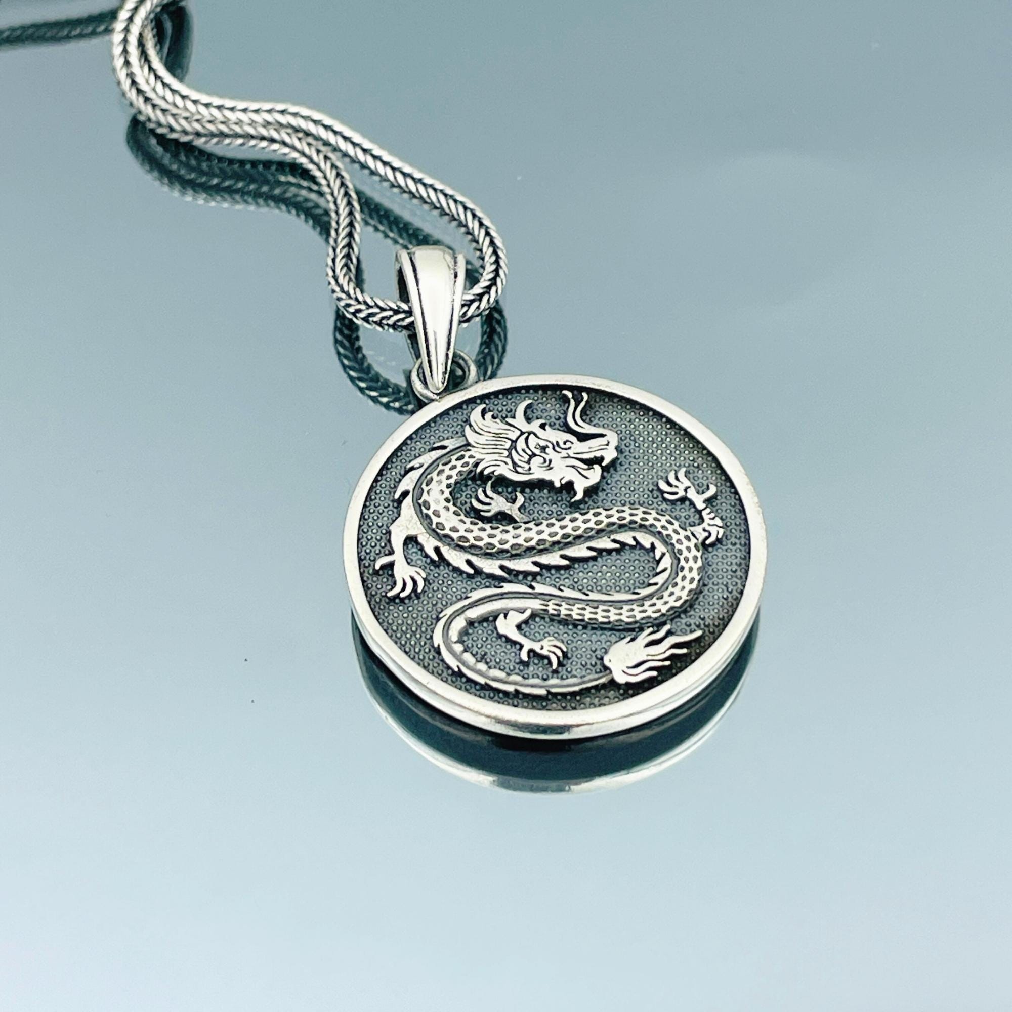 Dragon Sterling Silver Dogtag - Etsy
