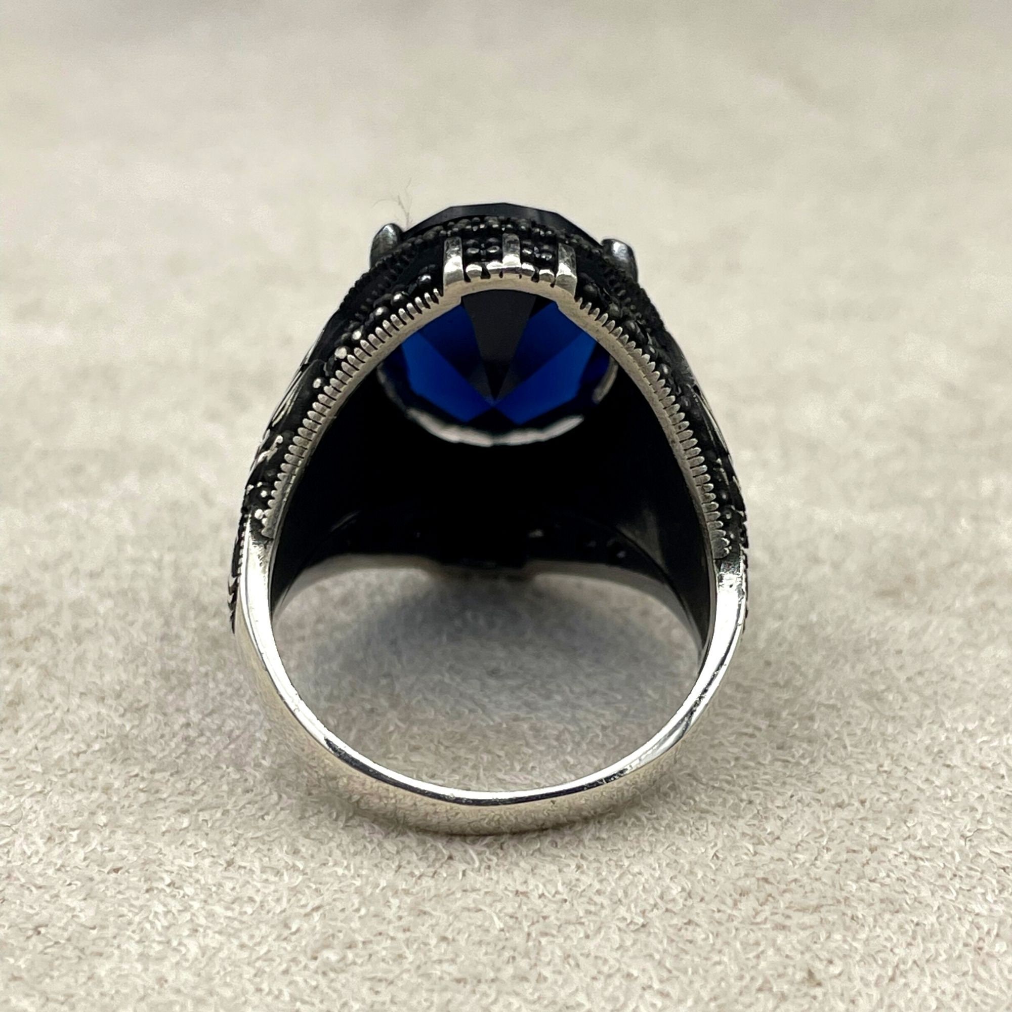 Sapphire Stone Men Silver Ring Handmade Ring Jewelry 925 - Etsy